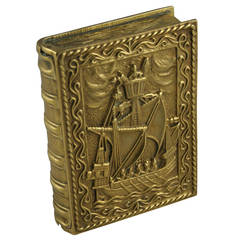 Bronze Box in the Shape of a Book with Ship, Signed Max Le Verrier circa 1925