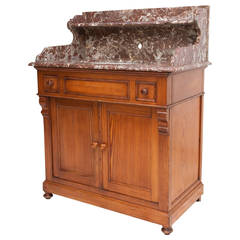 Antique French Vanity Cabinet with Marble Top and Porcelain Swivel Sink