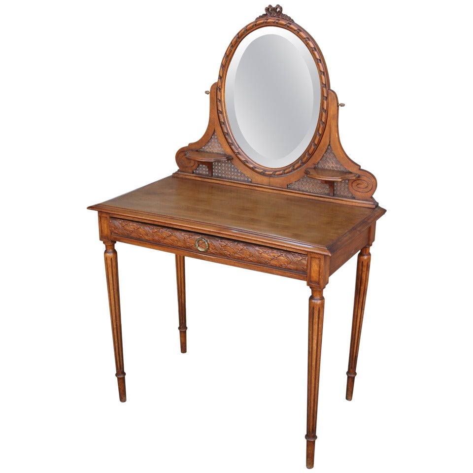 Carved Walnut Louis XVI Vanity Table