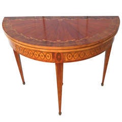 Inlaid Exotic Wood Demi-Lune Game Table