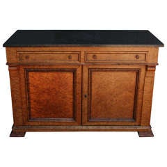 Charles X Period Solid Birdseye Maple Marble Top Buffet