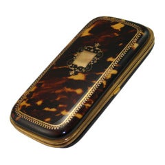 Rare Tortoise Shell and Gold Inlay Cigar Case