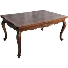 Antique French Louis XV Style Draw Leaf Dining Table with Parquet Top