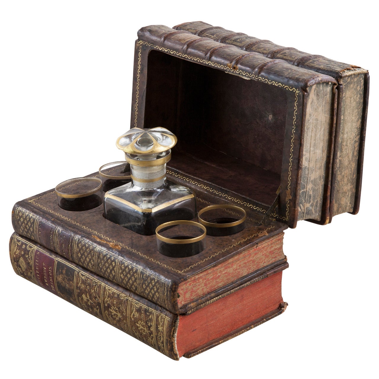 18th Century Antique French Concealed Liqueur Service in Faux Books