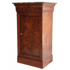 19th Century Louis Philippe Bookmatched Marble-Top Nightstand or Side Cabinet