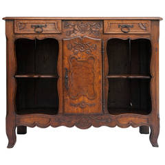 Hand-Carved French Provincial Buffet from Bresse with Display Niches