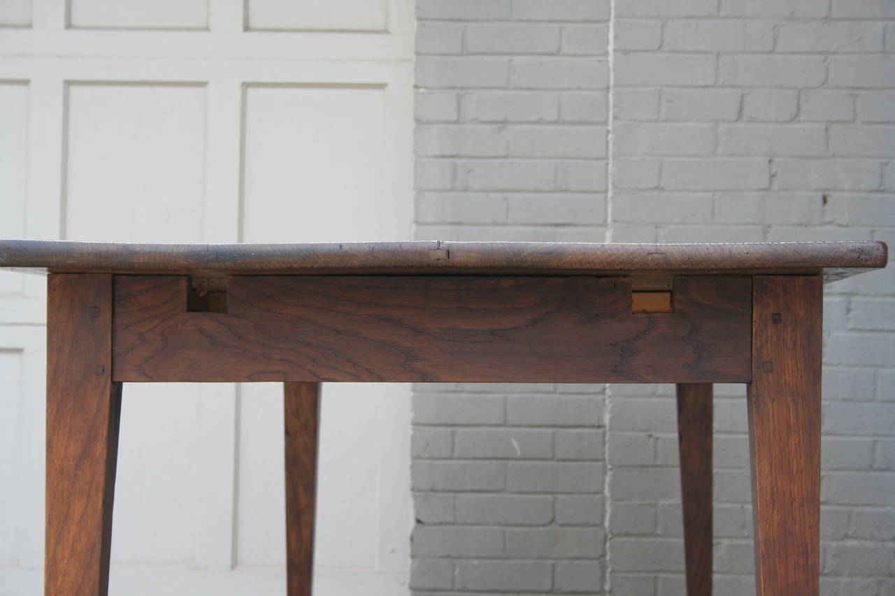 19th Century French Oak Farm Table with Drawer from Le Perche 4
