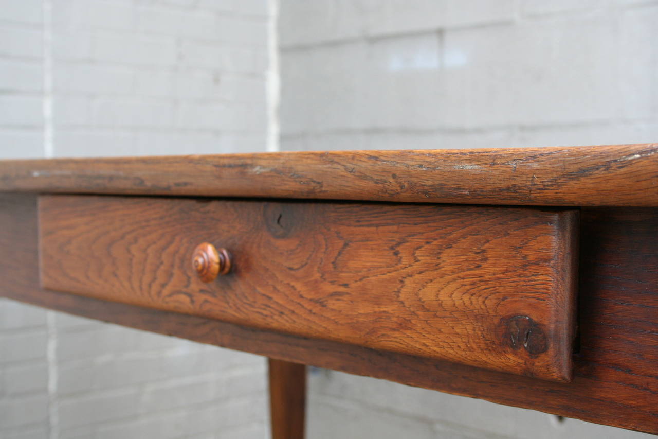 19th Century French Oak Farm Table with Drawer from Le Perche 1