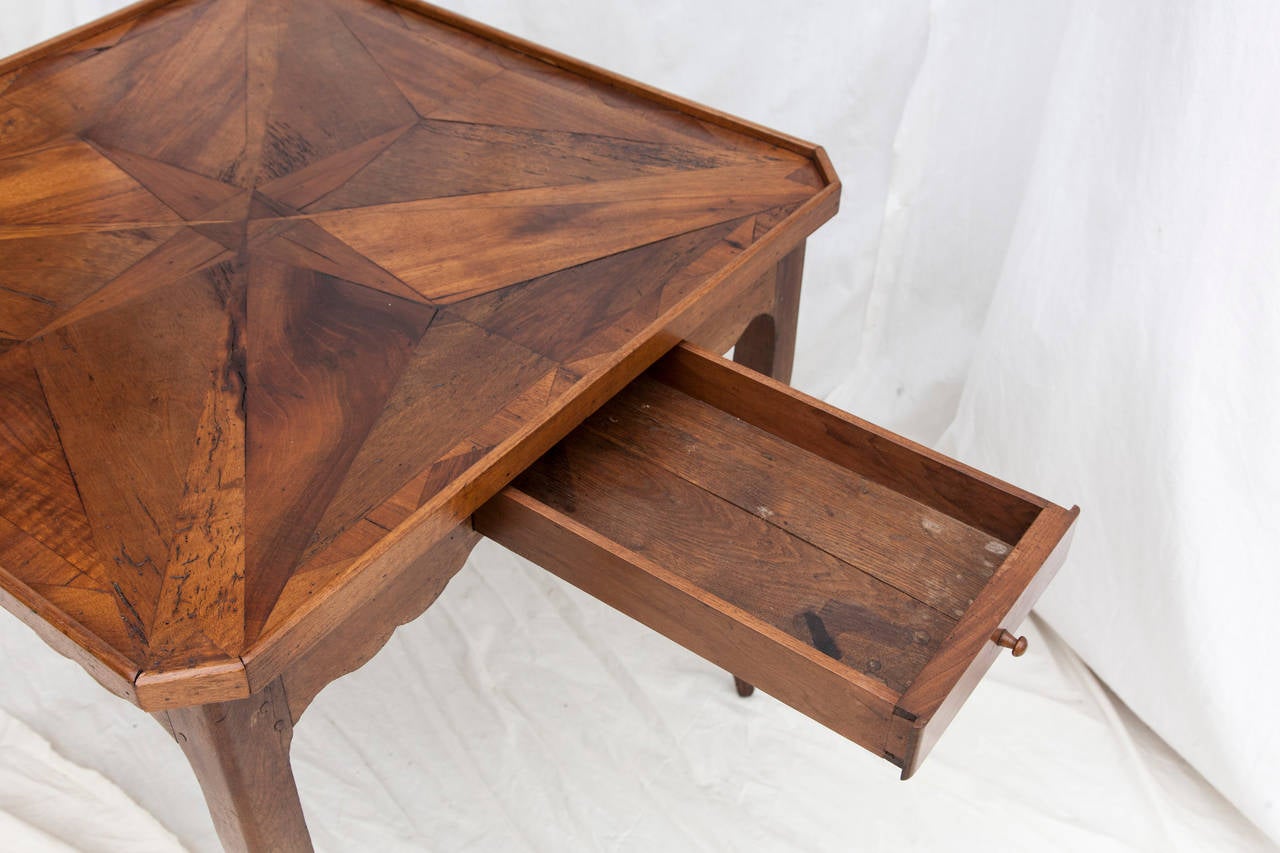 19th Century French Hand-Cut Walnut Parquetry Game or Tea Table 2