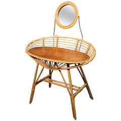 Striking Bentwood Art Deco Bamboo Table de Toilette or Vanity with Mirror 10