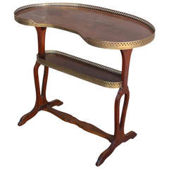 Restauration Period Rognon or Kidney Side Table in Mahogany with Bronze Gallery 12