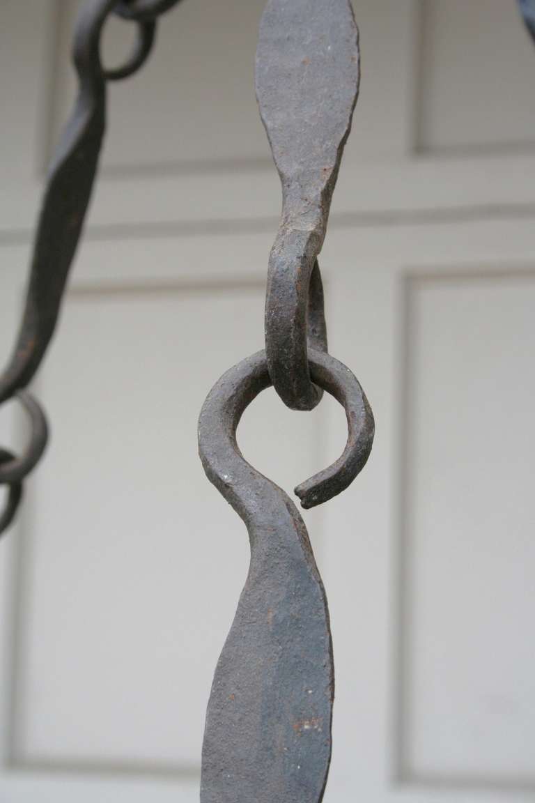 Hand Forged Iron Chandelier with Six Lights c. 1930 3