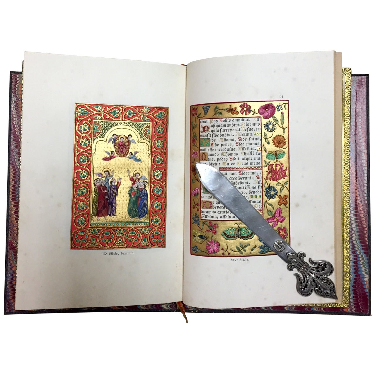 Rare French Illuminated Book of Hours "Livre d'Heures" by M. Guilbert