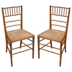 Pair of Petite Bamboo Napoleon III Period Opera Chairs