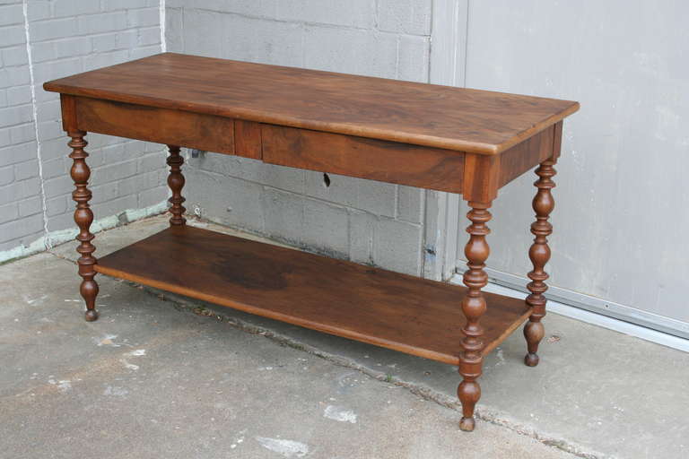 Louis Philippe Period Bookmatched Walnut Presentation Table or Console