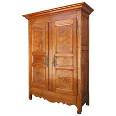 Early 19th Century French Directoire Period Burled Elm and Cherry Armoire