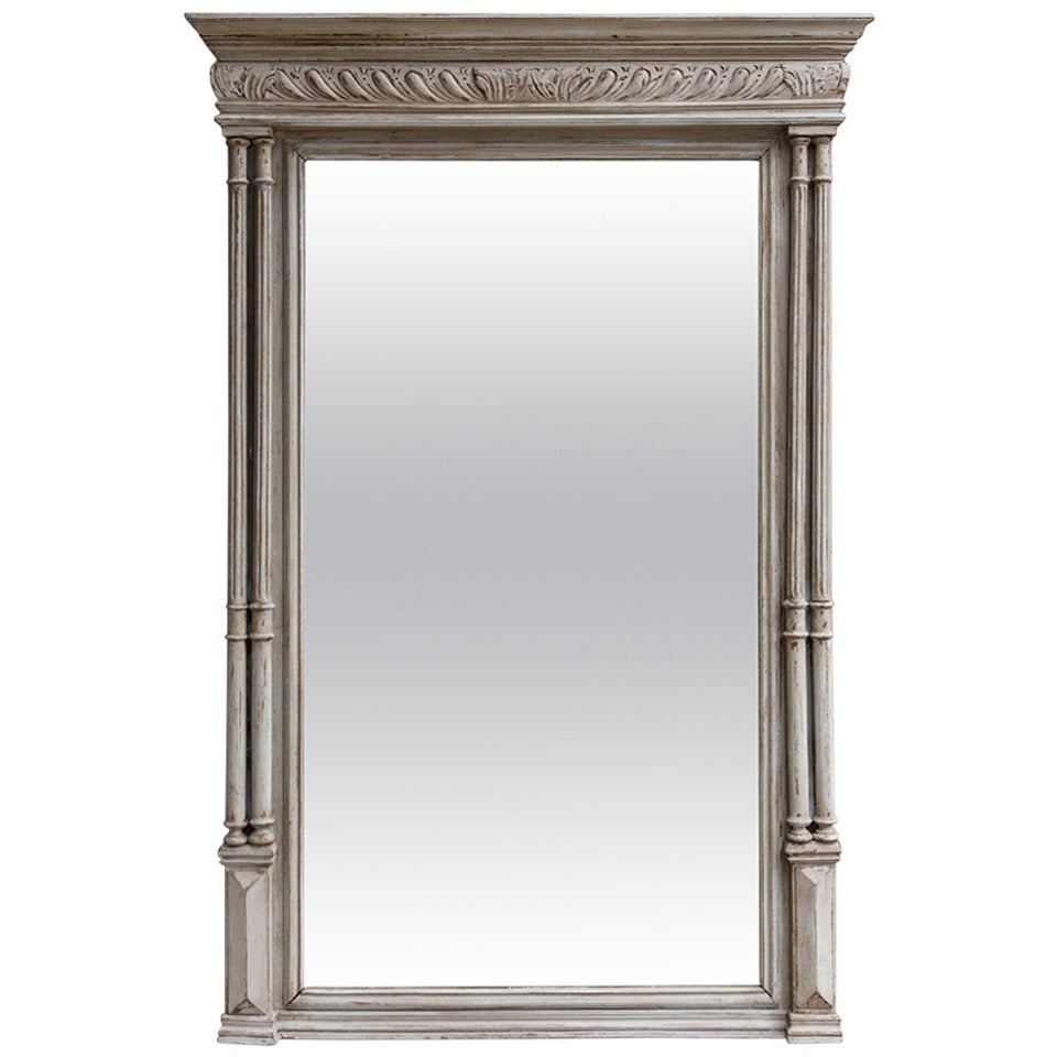 Painted Henri II Style Mirror with Double Columns and Original Glass, c. 1890