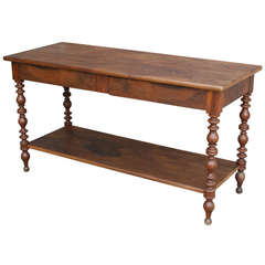 Louis Philippe Period Bookmatched Walnut Presentation Table or Console