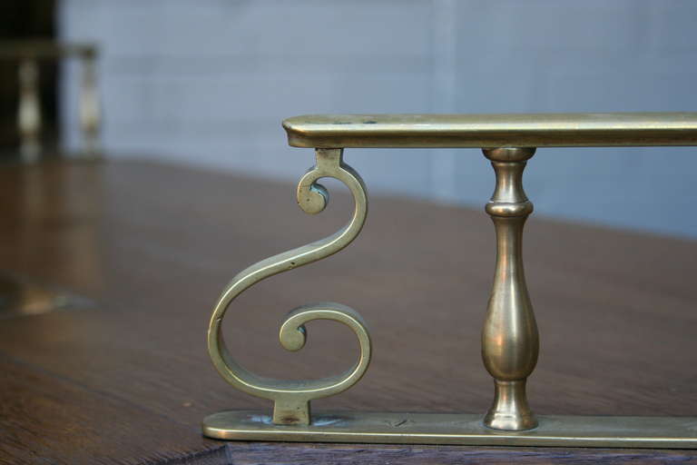 Oak Nineteenth Century French Hand Carved Counter or Bar with Brass Railing
