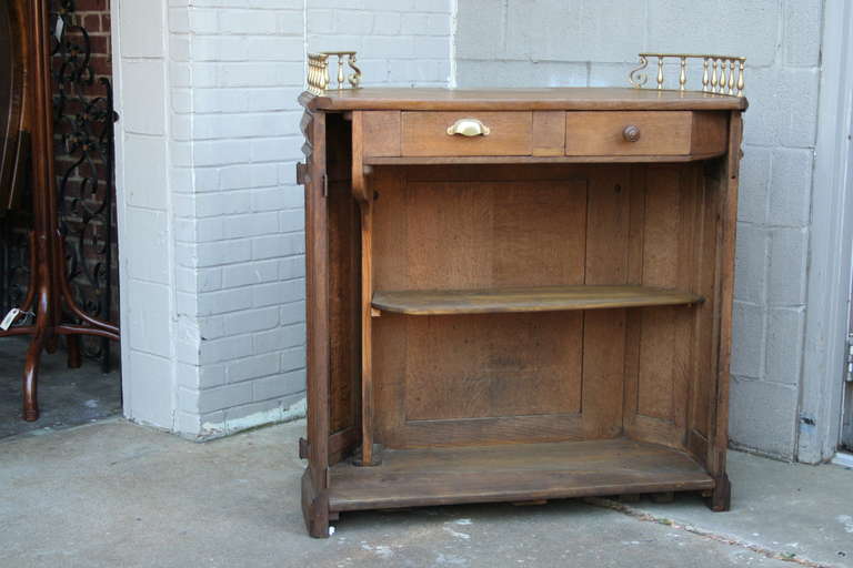 Nineteenth Century French Hand Carved Counter or Bar with Brass Railing In Excellent Condition In Fayetteville, AR