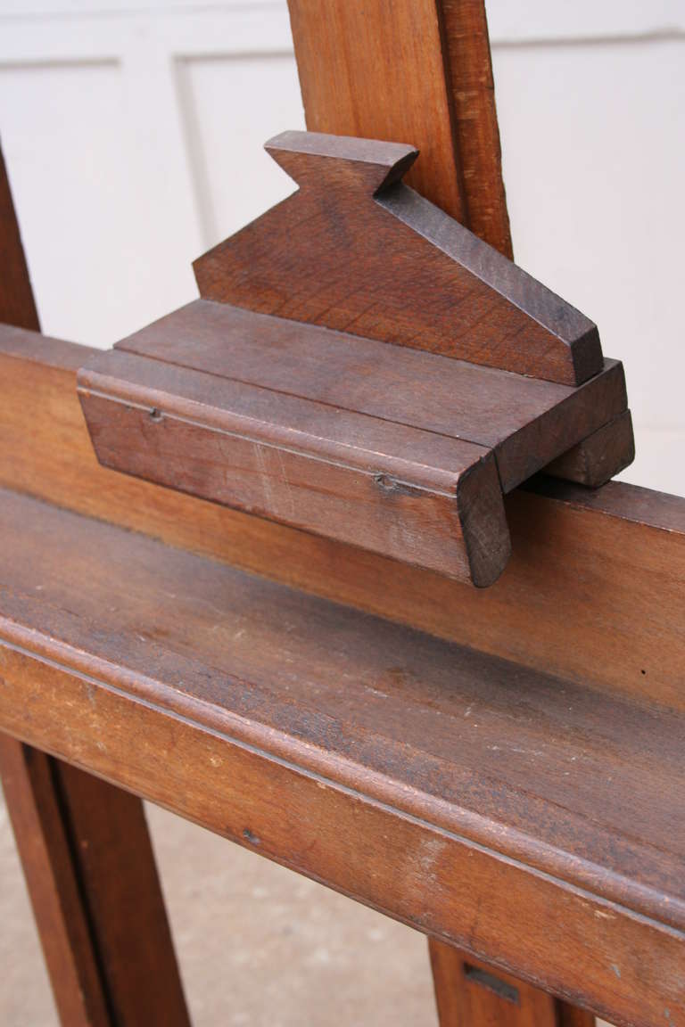 Large Adjustable Standing Antique French Painting or Display Easel ca. 1900 In Excellent Condition In Fayetteville, AR