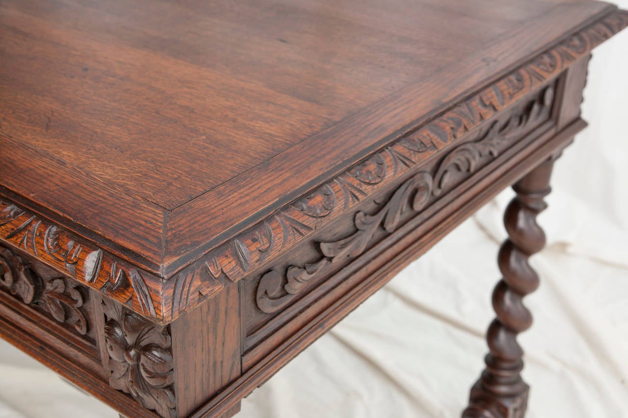 19th Century French Handcarved Louis XIII Desk with Three Drawers 2