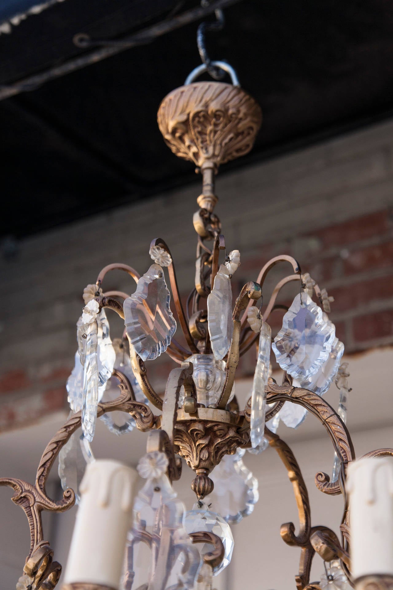 Louis XV French Crystal and Bronze Ten-Light Chandelier
