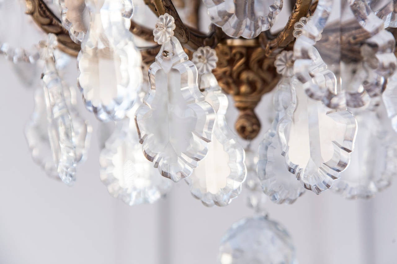 20th Century French Crystal and Bronze Ten-Light Chandelier