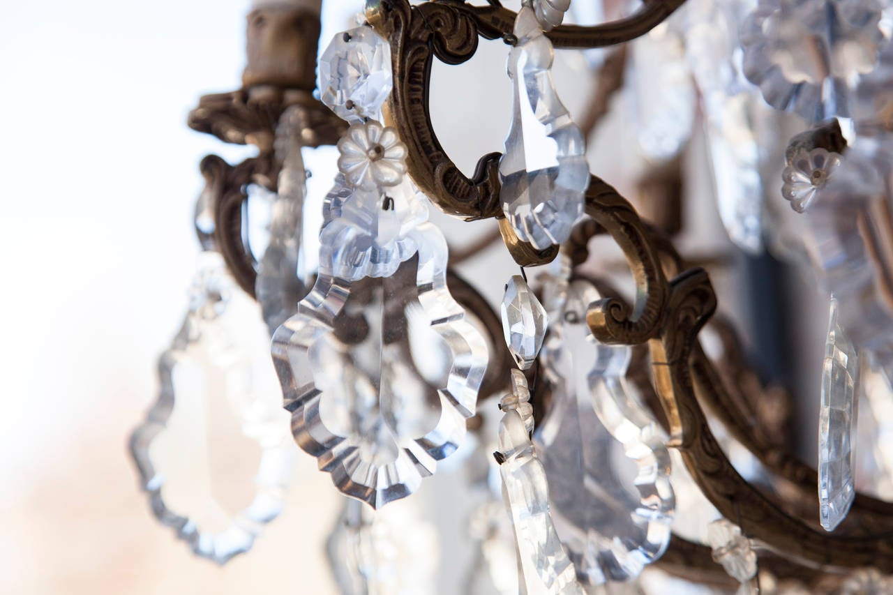 French Crystal and Bronze Ten-Light Chandelier 4