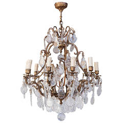 French Crystal and Bronze Ten-Light Chandelier