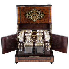 Napoleon III Marquetry Cave à Liqueurs or Tantalus with Gilt Bronze