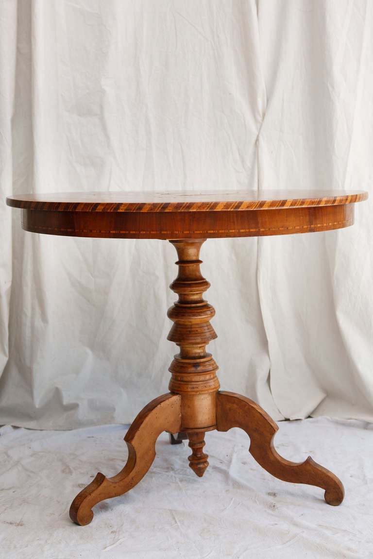 Stunning 19th Century Italian Marquetry Burled Walnut Pedestal Entry Table 5