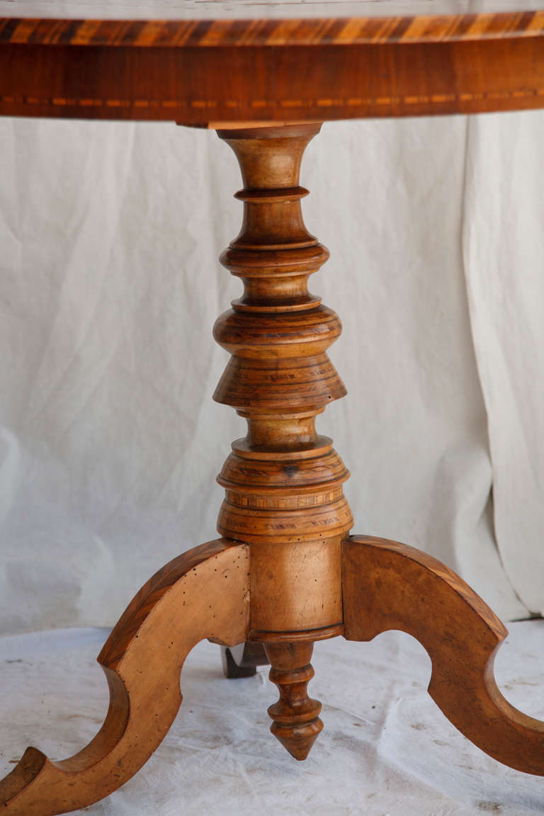Stunning 19th Century Italian Marquetry Burled Walnut Pedestal Entry Table 6
