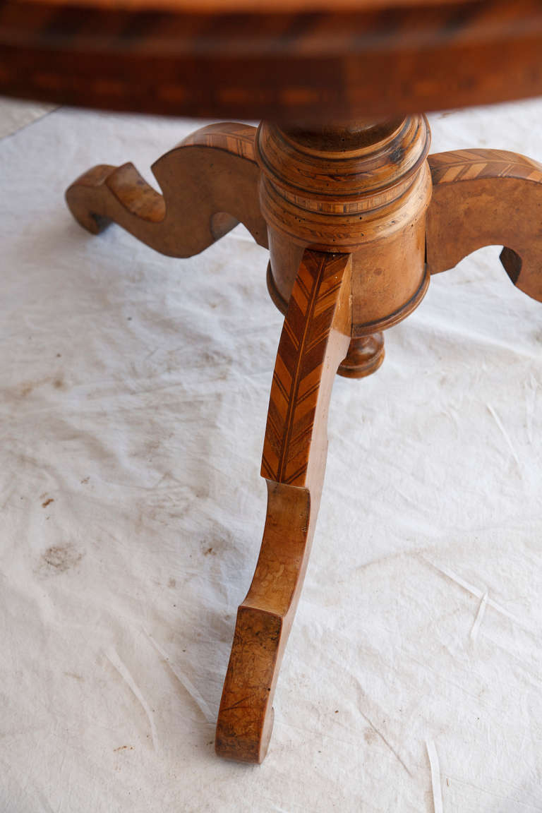 Stunning 19th Century Italian Marquetry Burled Walnut Pedestal Entry Table 7