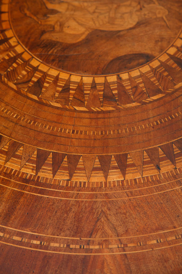 Stunning 19th Century Italian Marquetry Burled Walnut Pedestal Entry Table 3
