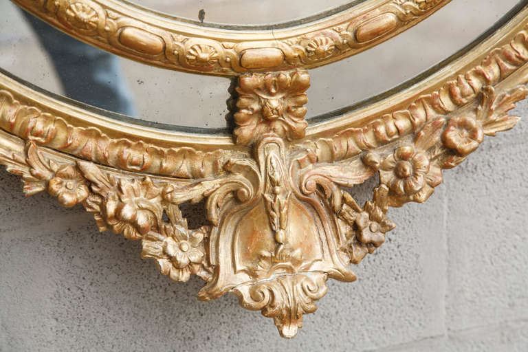 19th Century Grand French Napoleon III Period Louis XVI Style Mirror with Ornate Torch and Arrow Carving