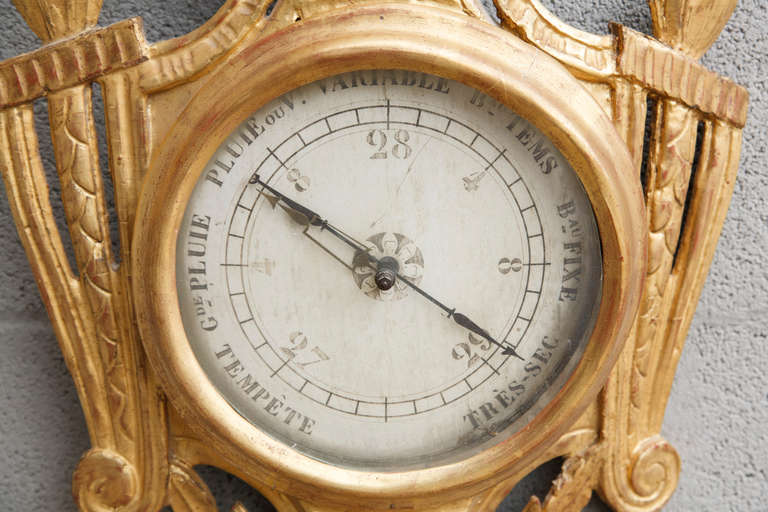 18th Century Louis XVI Period Gilt Barometer with Ribbon Detail 2