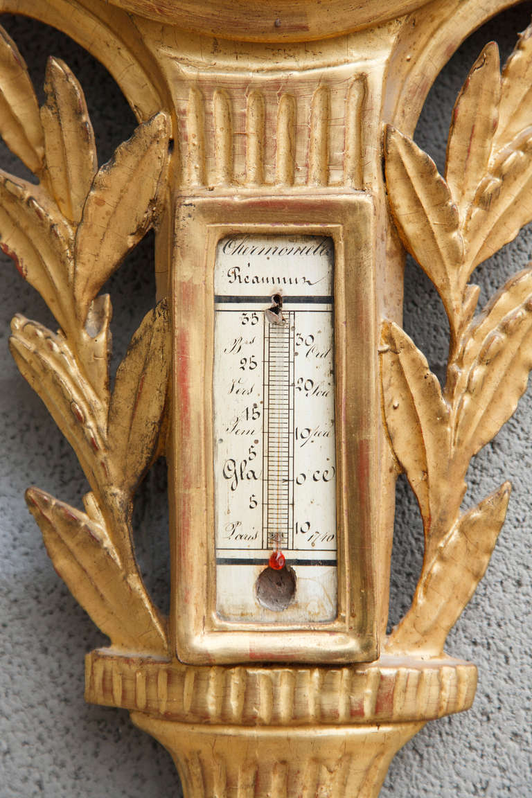 18th Century Louis XVI Period Gilt Barometer with Ribbon Detail In Excellent Condition In Fayetteville, AR