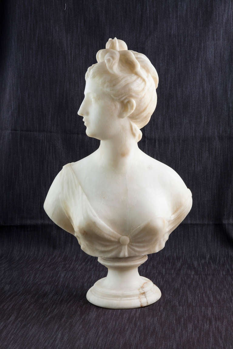 19th Century Solid Marble Bust of Diana, Goddess of the Hunt 4