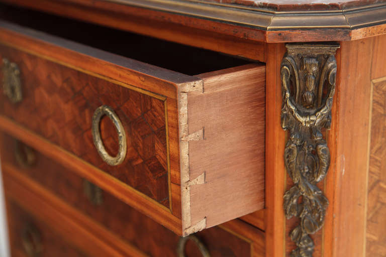 French Marquetry Marble-Top Semainier Chest or Dresser 2
