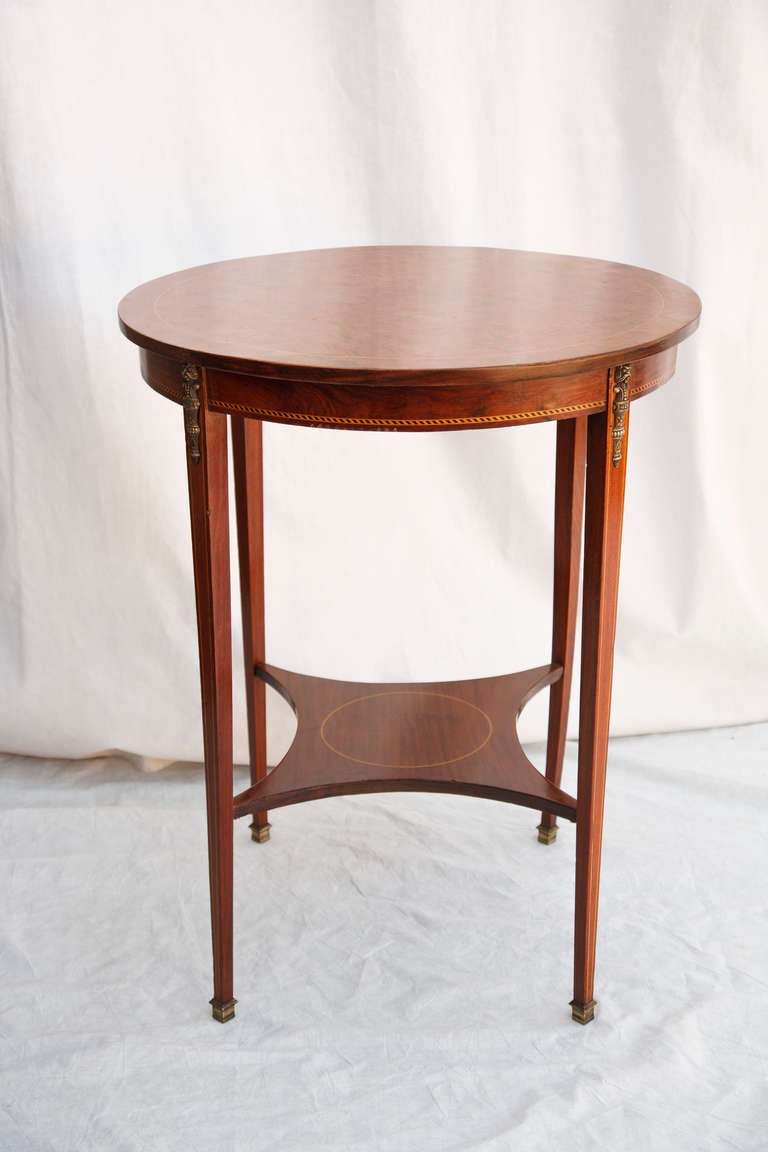 Rosewood and Mahogany Marquetry Occasional Table with Cubic Pattern and Bronze Detail 3