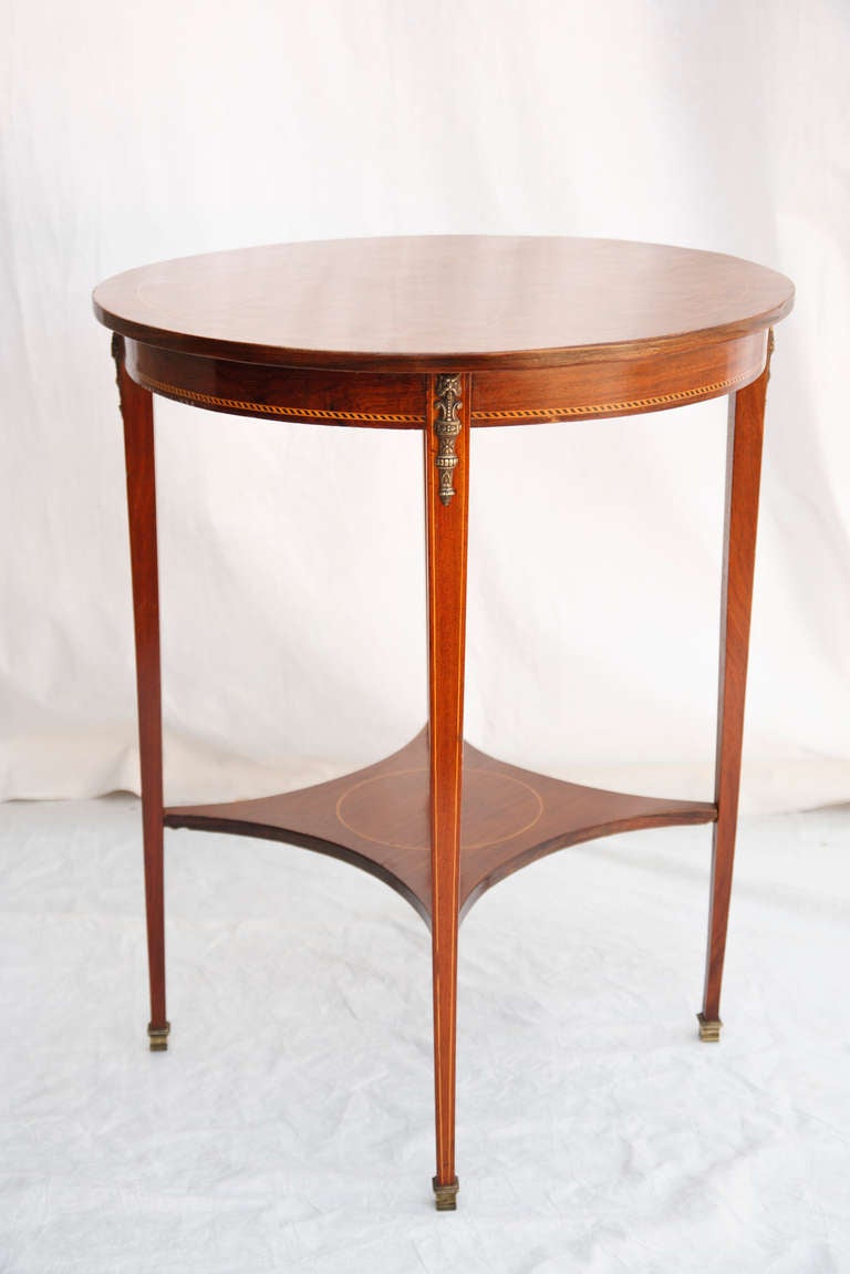 Rosewood and Mahogany Marquetry Occasional Table with Cubic Pattern and Bronze Detail 4