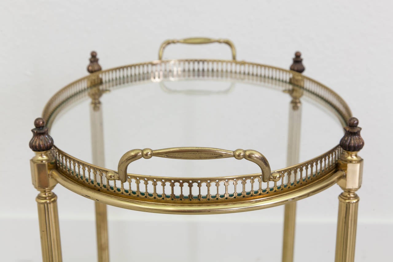 20th Century French Oval Polished Brass Bar Cart