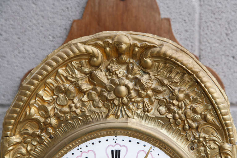 19th Century Morbier Bronze Repoussé Wall Clock Movement 2
