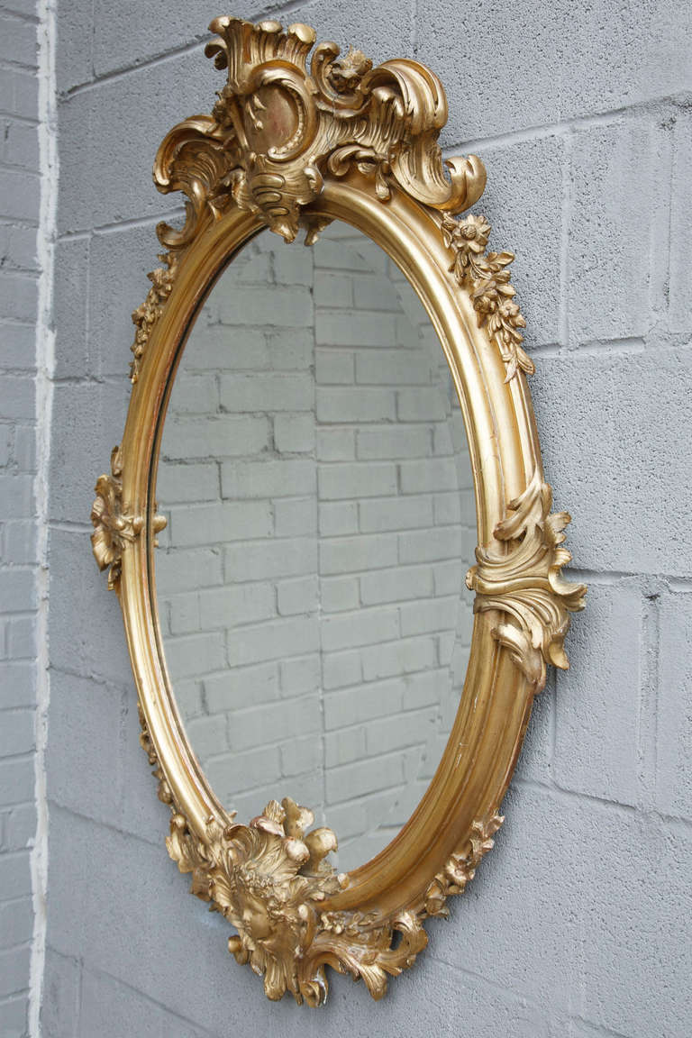 Napoleon III Period Gilt Oval Regency Mirror with Face 2