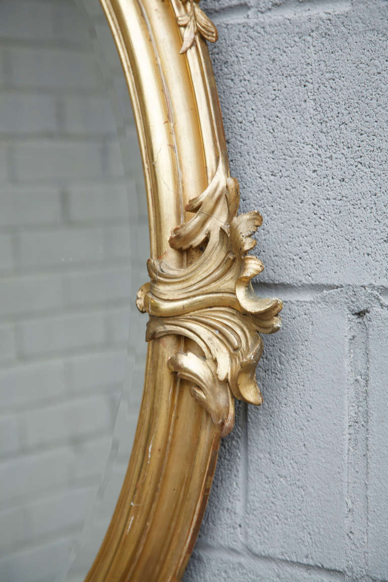 Napoleon III Period Gilt Oval Regency Mirror with Face 3