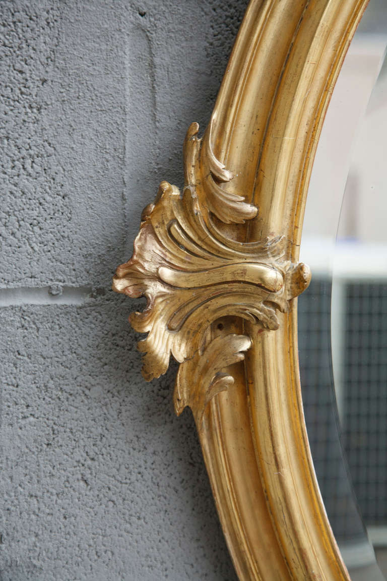 French Napoleon III Period Gilt Oval Regency Mirror with Face