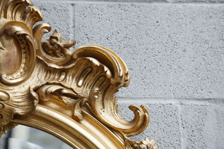 Glass Napoleon III Period Gilt Oval Regency Mirror with Face