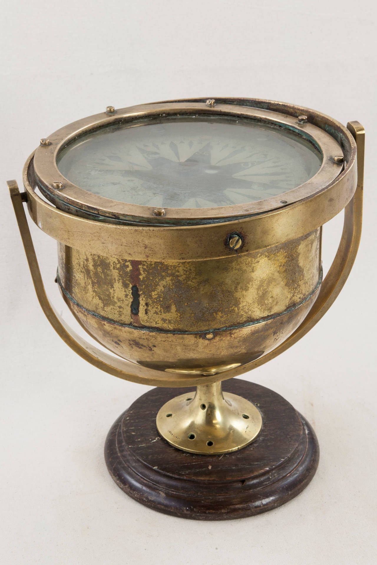 Early 20th Century Large Brass Nautical Compass