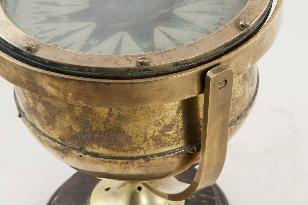 French Large Brass Nautical Compass